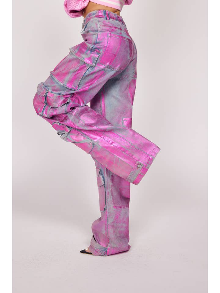 WFFS - Wholesale Jeans - Women's - Metallic Chic Cargo Pants11