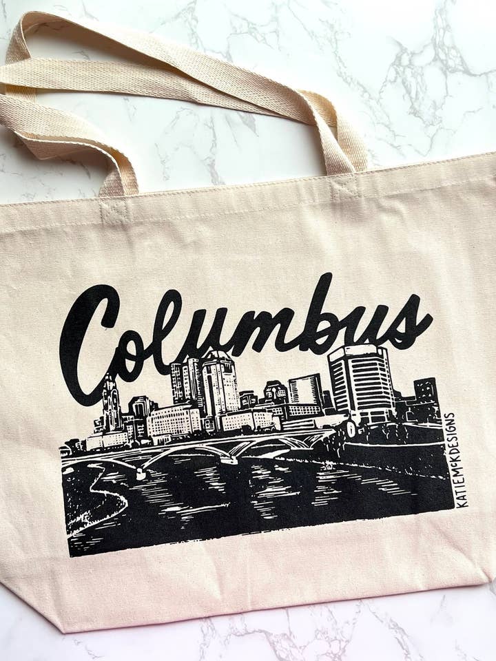 Columbus Canvas Tote Bag for wholesale by KatieMcKDesigns