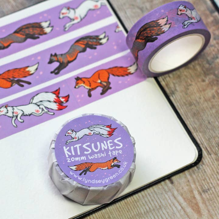 Kitsunes Washi Tape for wholesale by Lyndsey Green Illustration