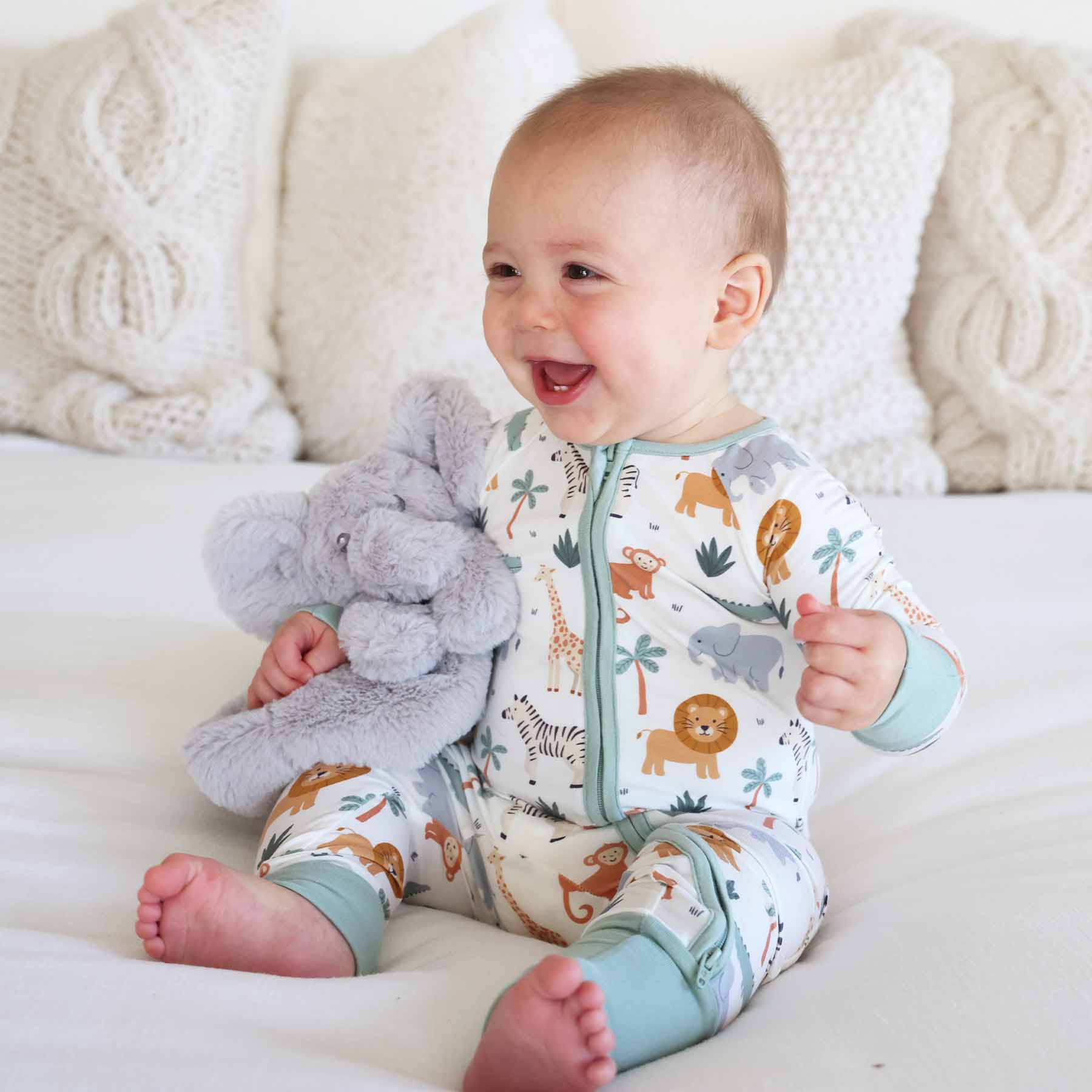 Caden Lane - Wholesale Jumpsuit - Baby - Safari Snuggles Convertible Zip Romper12