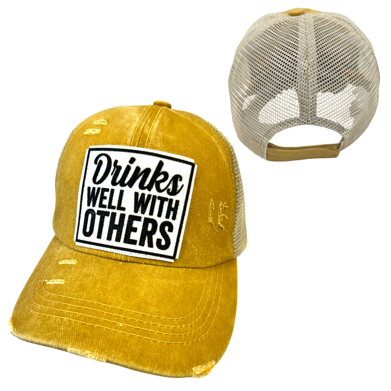 dkhandmade - Wholesale Trucker Hat - Unisex - DRINKS WELL WITH OTHERS BALL CAP | UNISEX HAT | DISTRESSED6