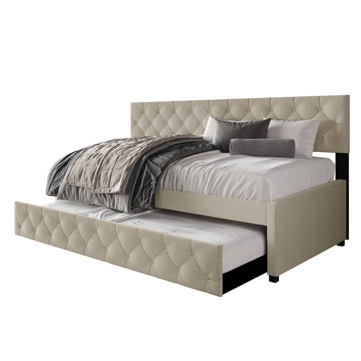 Home Design - Wholesale Bed - Home Design Tyler Daybed with Trundle for Adult, Warm Gray3