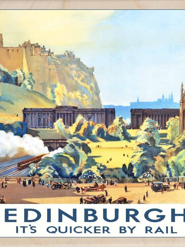 Edimburgo, Scozia - Cartolina in legno, magnete in legno per la vendita all'ingrosso da parte di THE WOODEN POSTCARD COMPANY