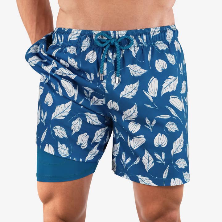 Men’s Premium Compression-Lined Hybrid Shorts – Autumn Blue for wholesale by CAPELLE MIAMI
