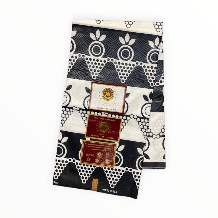 City Fabrics - Venta al por mayor Tela - Estampados africanos - Tejido blanco y negro - Mitex Holland0