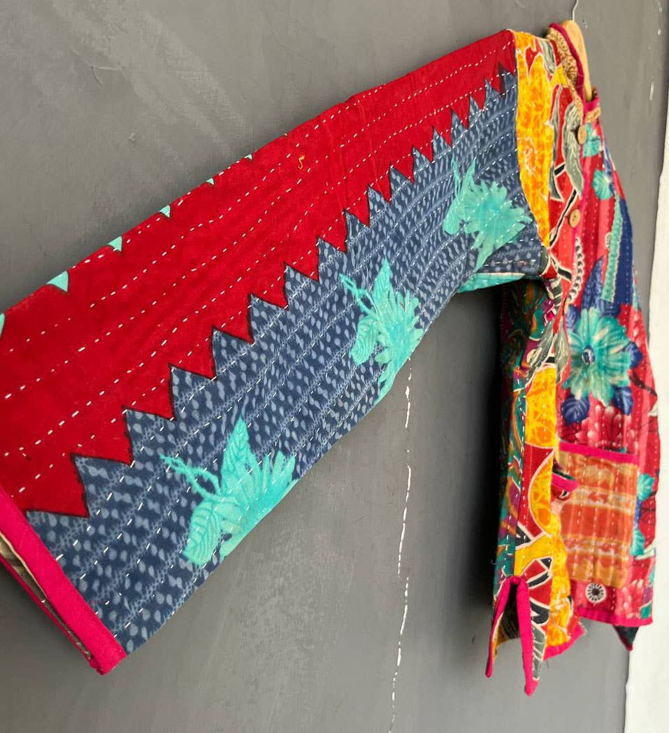 Bhawana Handicrafts – wholesale Jacka - Dam – 100% ren bomull blommig festklädd indisk Kantha jacka2