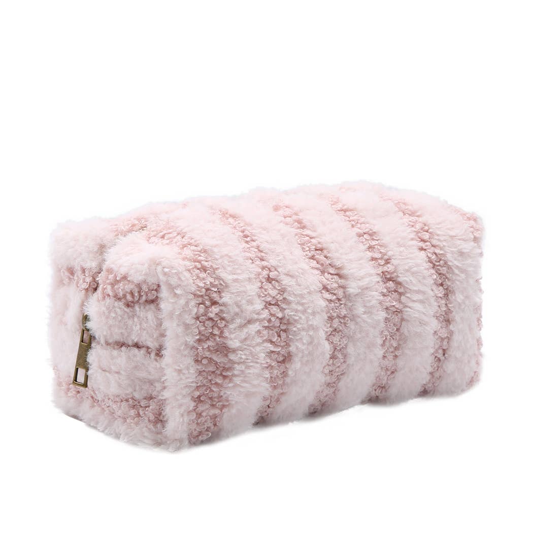 Fashion City - Wholesale Pouch - Women's - Stripe Pattern Sherpa Travel Pouch19