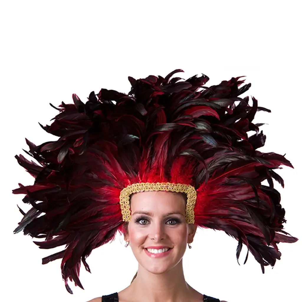 Zucker Feather Products - Wholesale Costume - Women's - Large Feather Headdress Mask-Dyed - Red0