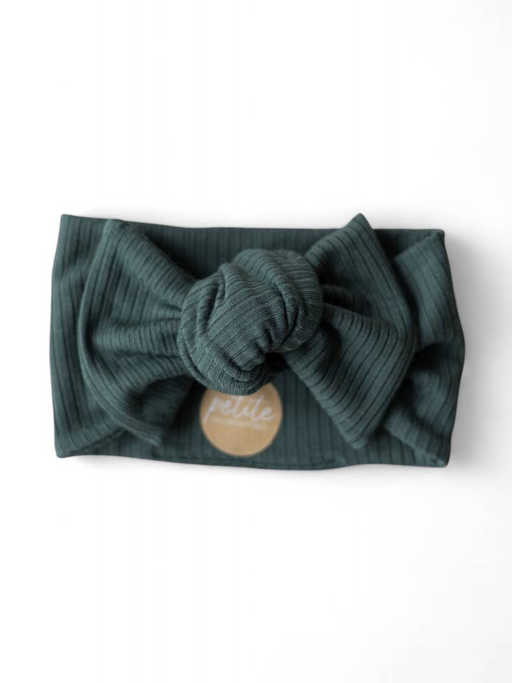 Bow Headband / Ribbed Modal - Deep Green for wholesale by PETITE EvelinaApparel