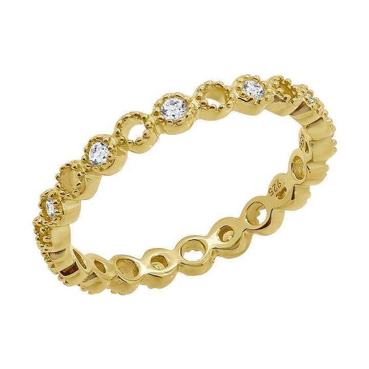 Milgrain ihåliga Ring med Cubic Zirconia accenter för wholesale av GEMOUR