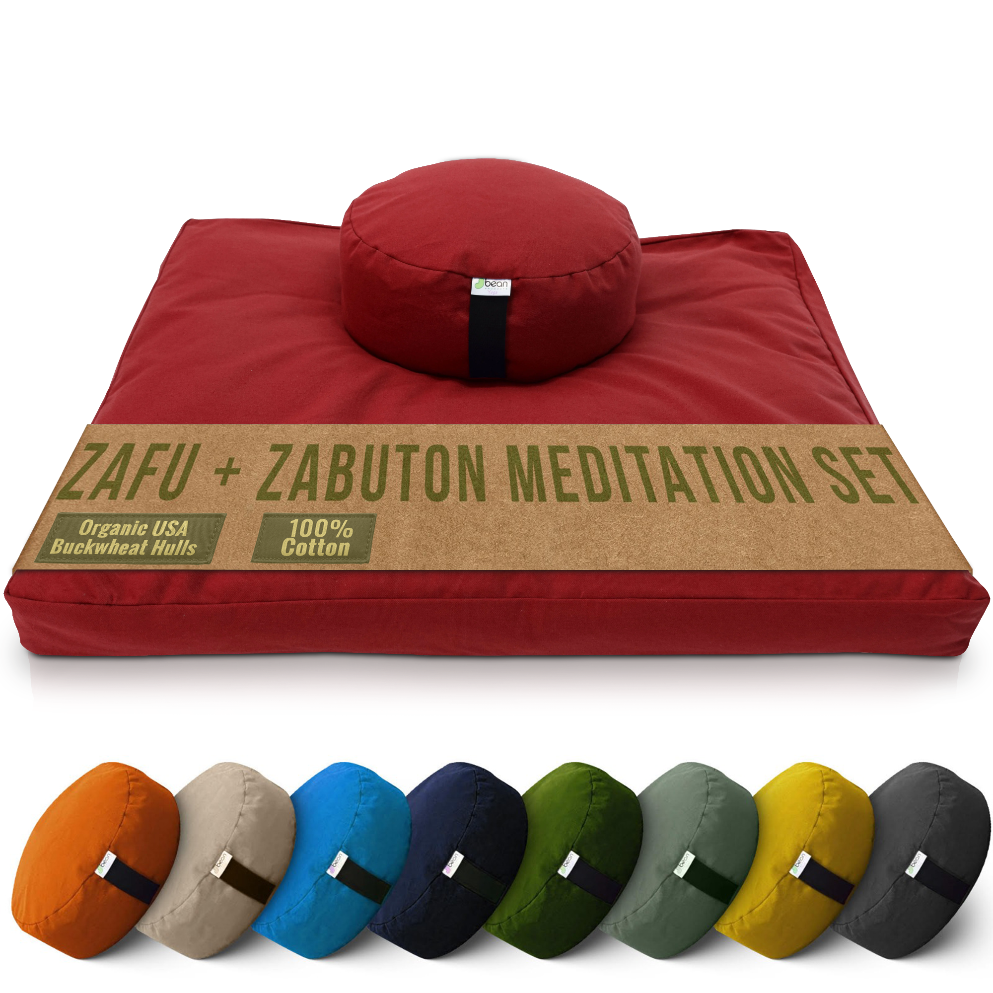 Bean Products - Wholesale Meditation Supplies - Zafu + Zabuton Meditation Cushion Set - Cotton ..Made in USA0