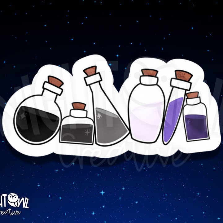 Adesivo de garrafa de poção assexuada, Ace Pride por atacado de The Night Owl Creative