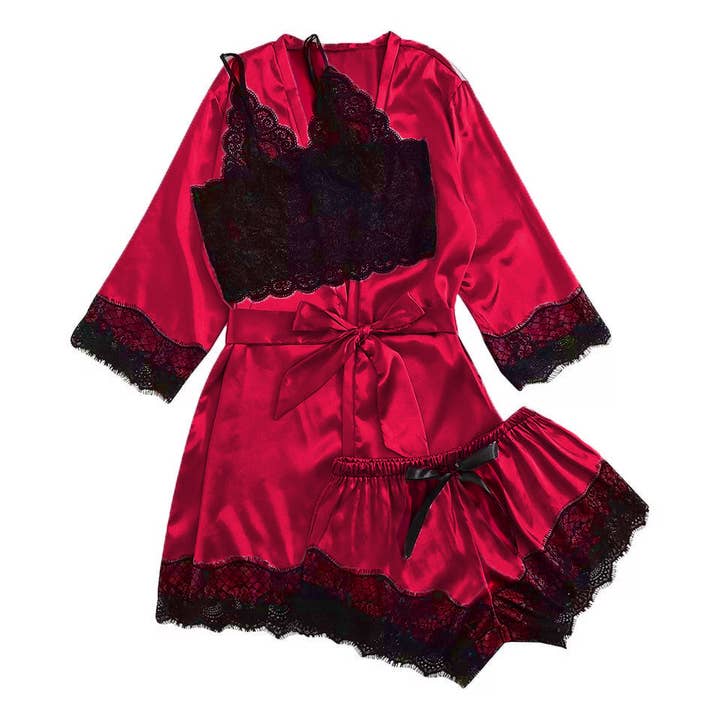 SALINA TRADING INC - Wholesale Sleepwear set – Women's - Women Elegant Sexy Lace Satin Pajamas Set2