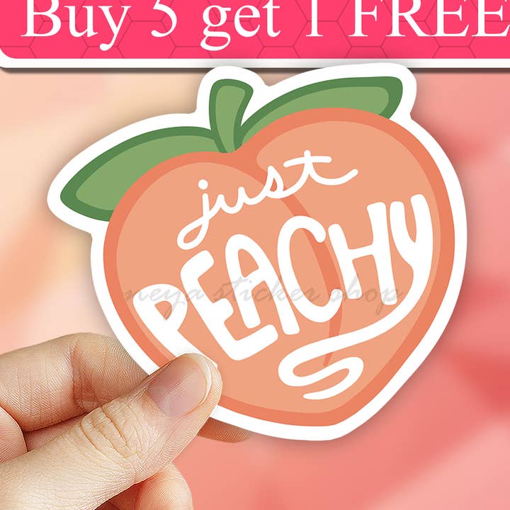 Just Peachy Sticker, Peach funny decal, computer stickers for wholesale by Neya Sticker Shop