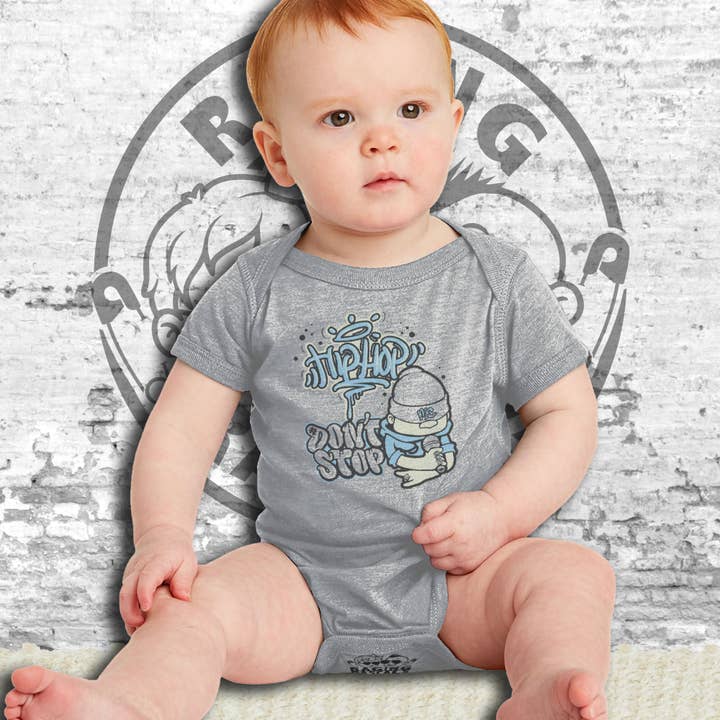Hip Hop Don't Stop Kurzärmliger Babybodysuit/Einteiler für den Großhandel von Raging Rascals