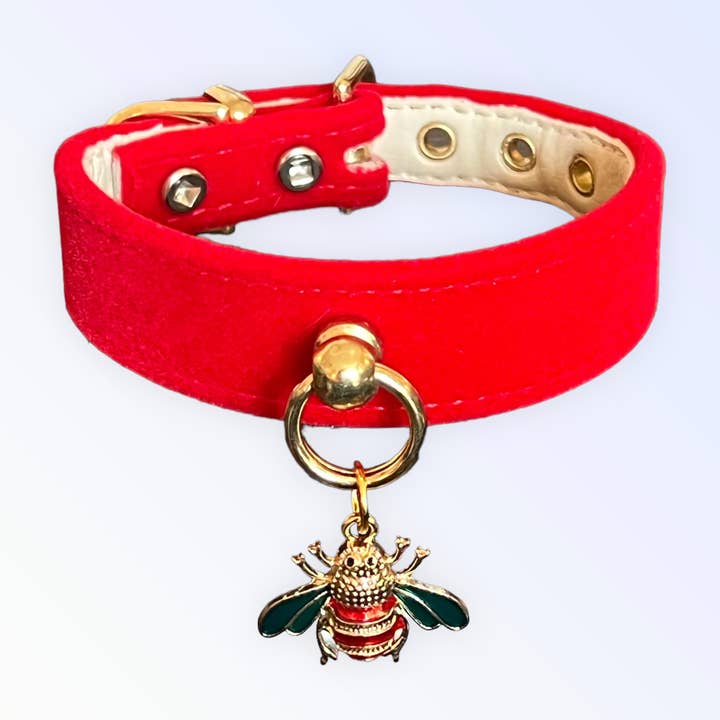 Red Velvet Bee Collar for wholesale by Bark Fifth Avenue