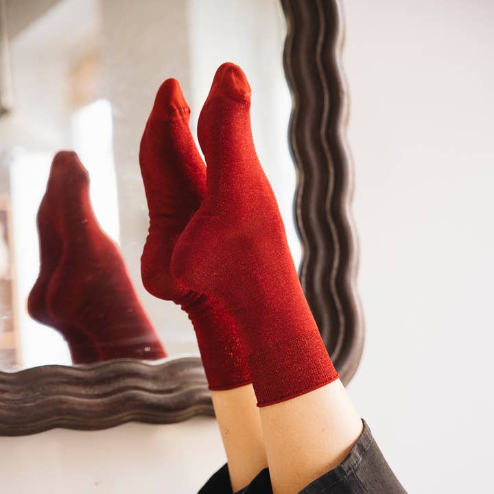 TANGO RED • Women's glitter socks Christmas holidays and other Purchase Wholesale chaussette à paillette. Free Returns & Net 60 Terms on Faire trending on Faire.