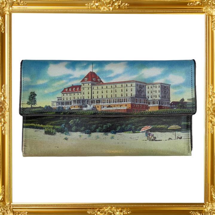 Ocean House Historic Postcard Crossbody Clutch for wholesale by Kent Stetson Handbags