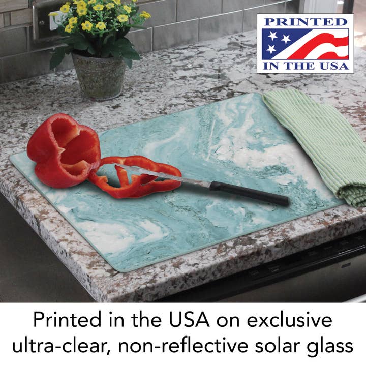 CounterArt/Highland Home/Thirstystone – Engroshandel Skærebræt – Teal Quartz Design 15 „x 12" hærdet glas skærebræt1