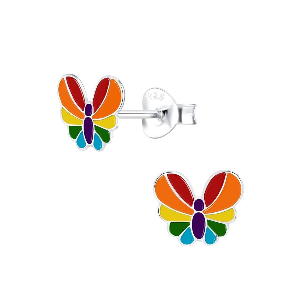 Janusch - Wholesale Stud/Post Earrings - Stud earrings colorful butterfly 925 silver e-coated0
