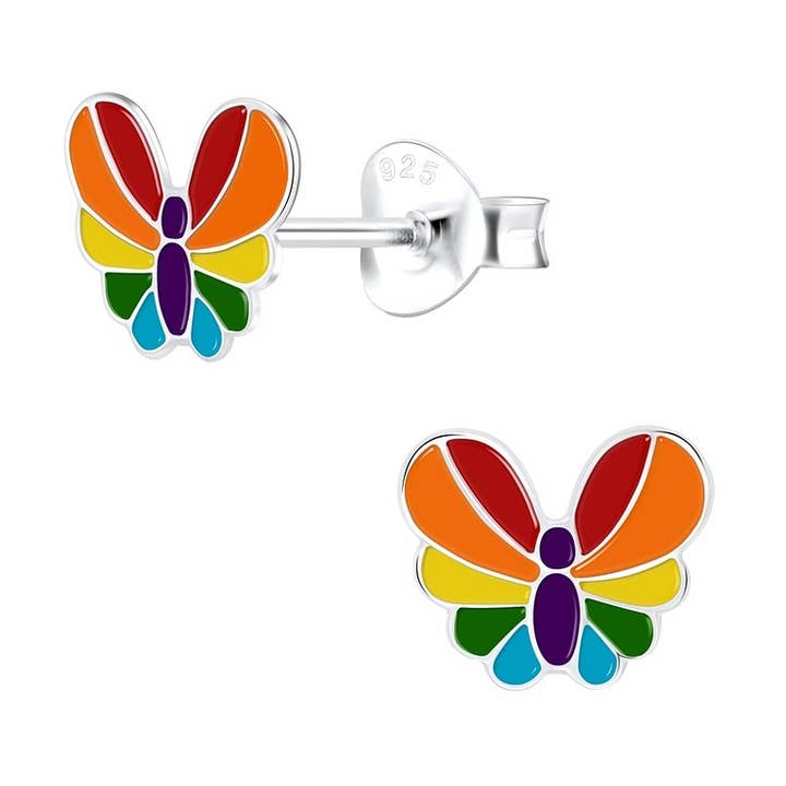 Janusch - Wholesale Stud/Post Earrings - Stud earrings colorful butterfly 925 silver e-coated0
