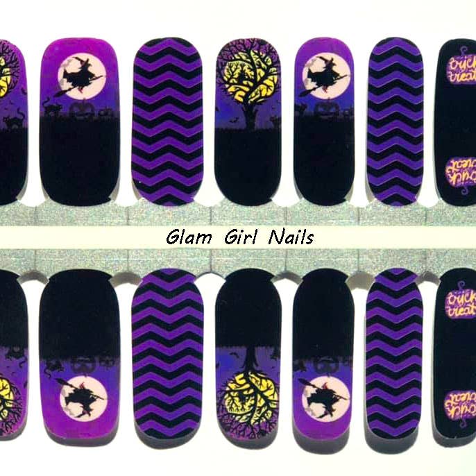 Wraps per unghie Witches Moonlight Halloween per la vendita all'ingrosso da parte di Glam Girl Nails