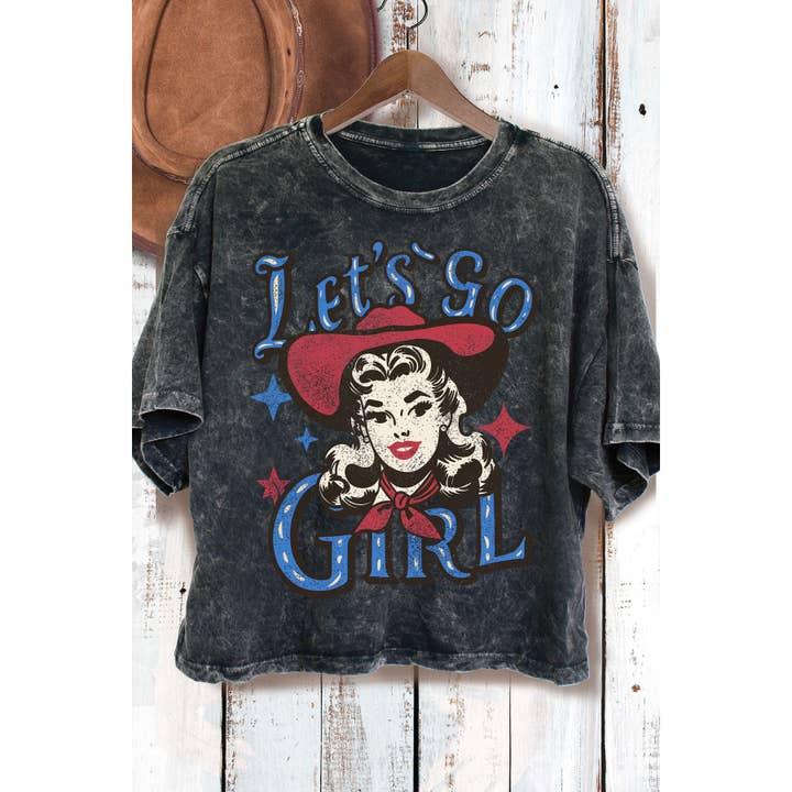 Lets Go Girl - Mineral Wash Cropped top for wholesale by Amused by Blue