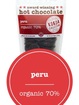 CHOCOLAT CHAUD Pérou Bio 70% pour la vente par Kokoa Collection
