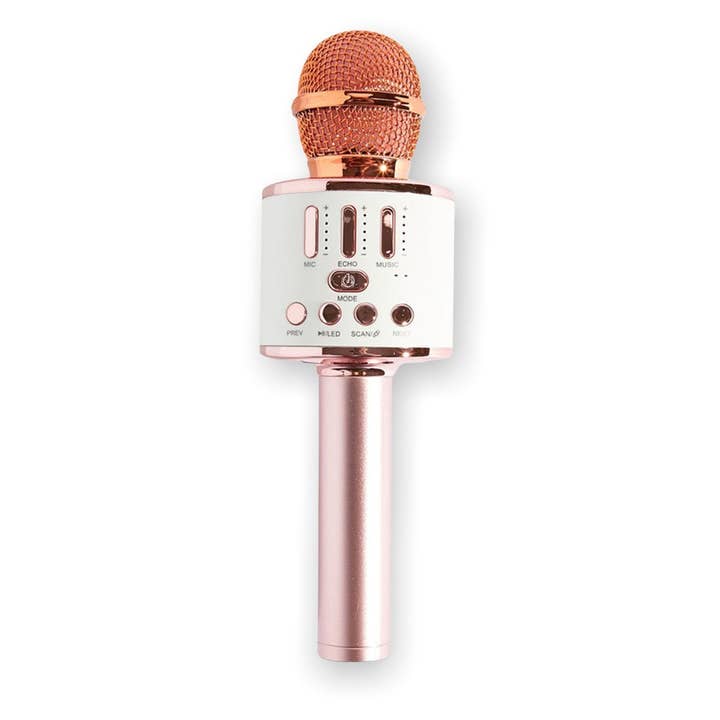 Micrófono Inalámbrico LED para Karaoke con Power Bank - Oro Rosa para venta al por mayor de Funky Rico Inc