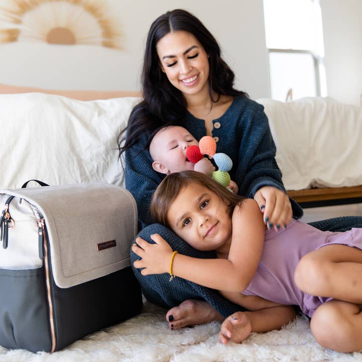 Petunia - Wholesale Diaper Bag - Baby - Boxy Backpack - Sand/Black1