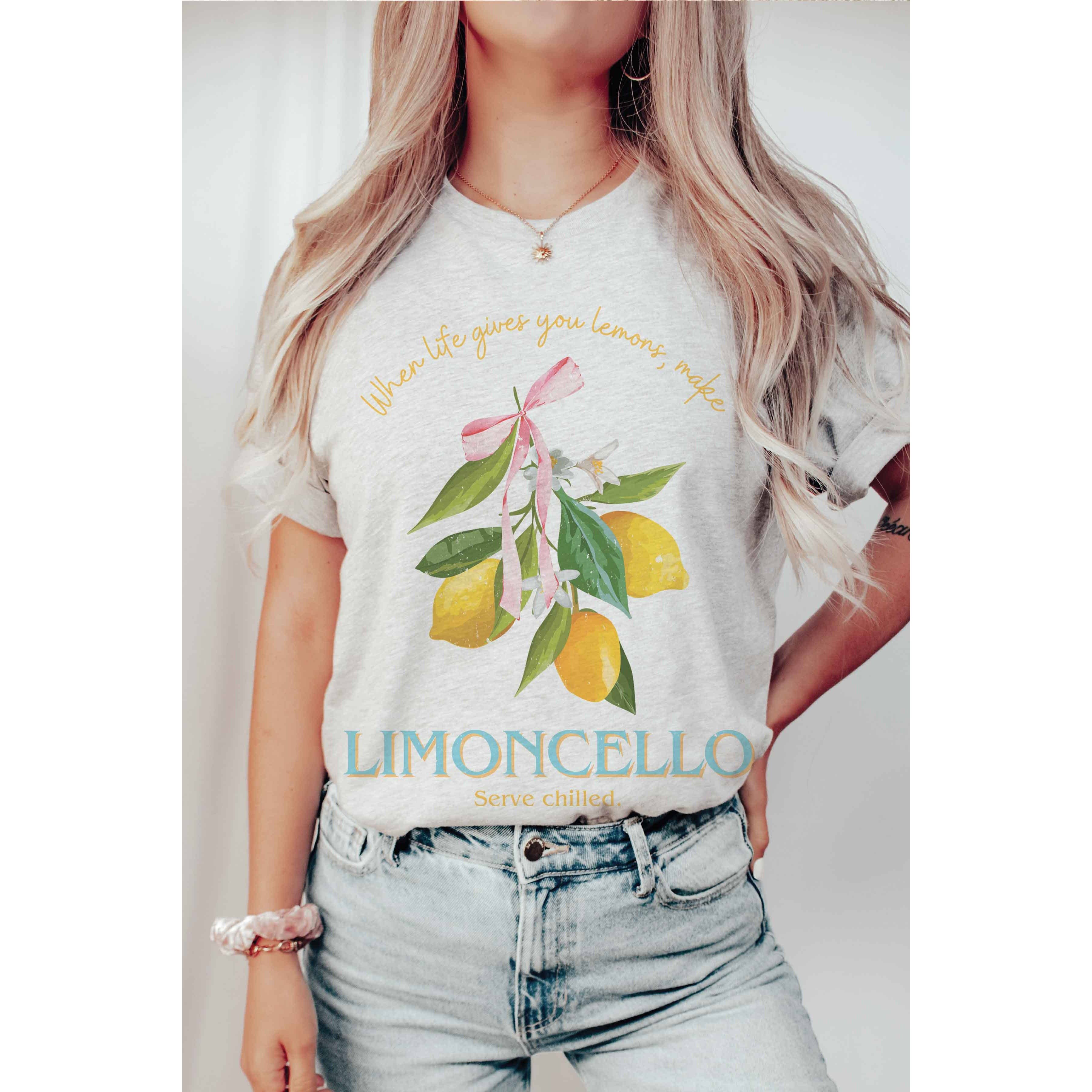 BLUME & CO. - Vente T-shirt sérigraphié – femme - T-shirt graphique « Quand la vie te donne des citrons, fais du limoncello »0