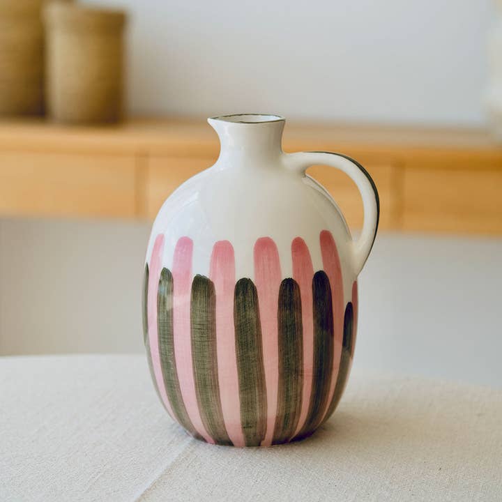 Ceramic pitcher - Pink/green stripe and other Purchase Wholesale ouate. Free Returns & Net 60 Terms on Faire trending on Faire.