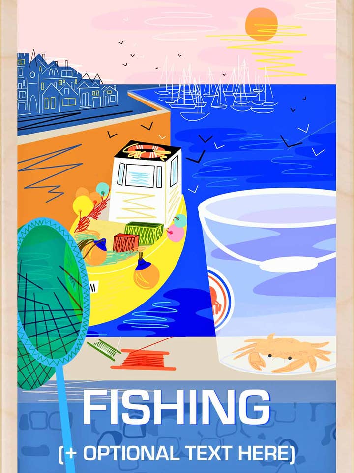 Crabbing - Eco-friendly cards & magnets for wholesale by THE WOODEN POSTCARD COMPANY