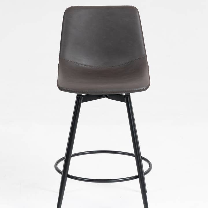 39F Inc. - Wholesale Stool - 25.7in Modern Bar Stool w/ Swivel & Backrest (Grey/Brown)
