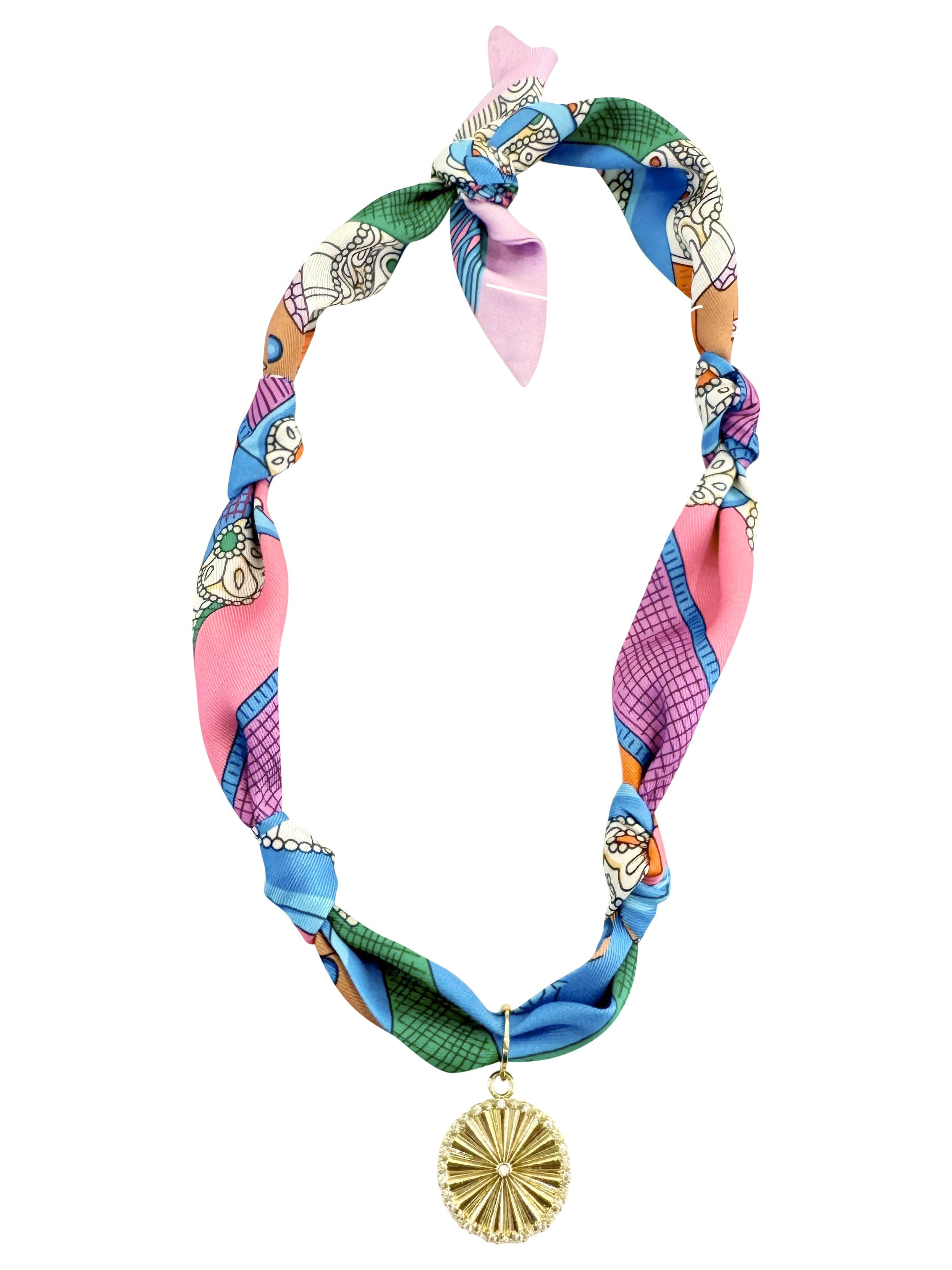 Gemelli - Wholesale Sjaal - Dames - Geknoopte Multi Print Sjaal Ketting B1