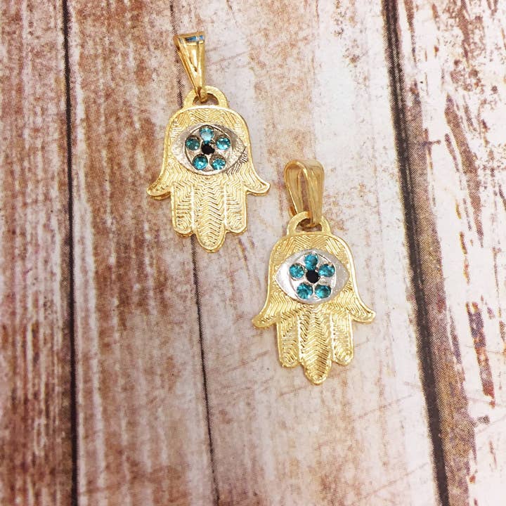 The Bead Bazaar - Wholesale Individual charm/pendant - 18K GF Large Hanging Hamsa Pendant For Necklace, Hamsa Hand Charm, Hand of Fatima, Hamsa Jewelry, Evil Eye Charm, Bulk Charms For Jewelry Making6