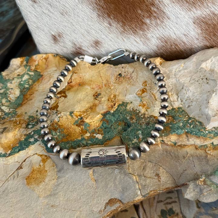 Z Bars Jewelry - Wholesale Beaded Bracelet - #210 Barrel Bead Sterling Pearl Bracelet0