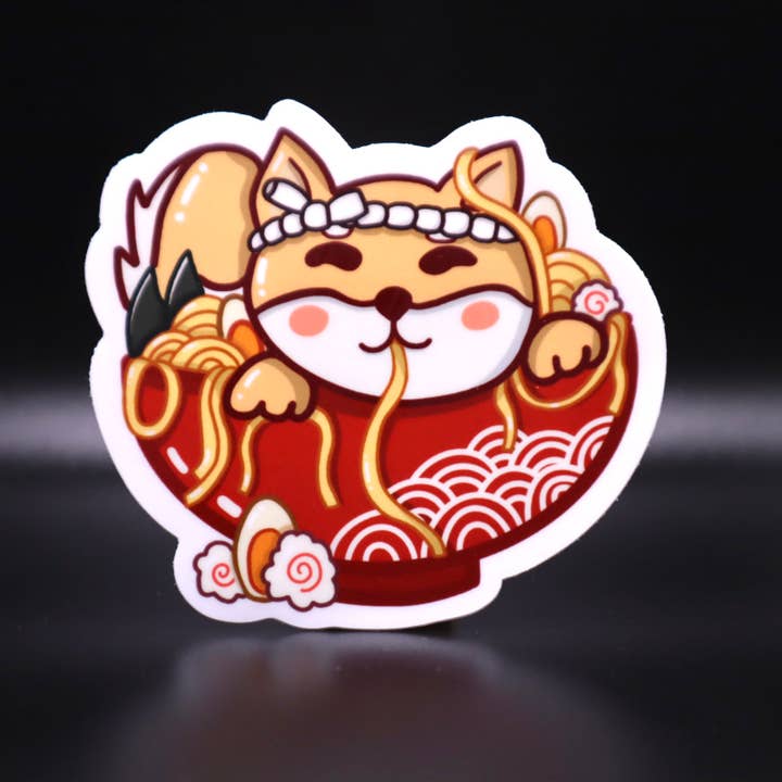 Shiba Inu Ramen Sticker | Die Cut, Cute, Doggo, Foodie, Dog for wholesale by VeeStudioCo