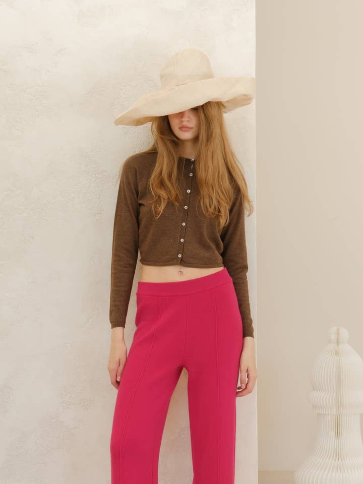 Cashmere Mix Cropped Cardigan (3D-Knit) for wholesale by Lèmme