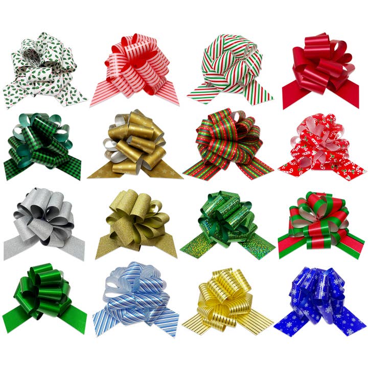 Wrapables.com - Wholesale Bow - Gift Wrapping - Wrapables Large 5" Christmas Pull Bows, Ribbon Bows (16pcs)