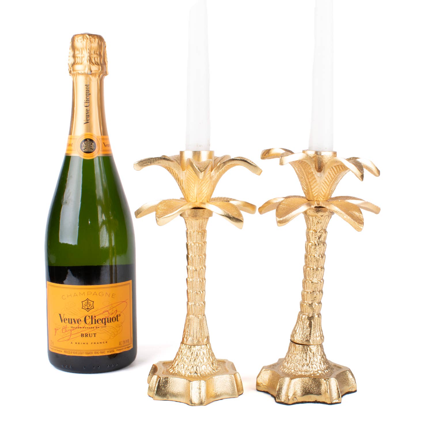 8 Oak Lane - Wholesale Candle Holder - Gold Palm Tree Candlestick Set3