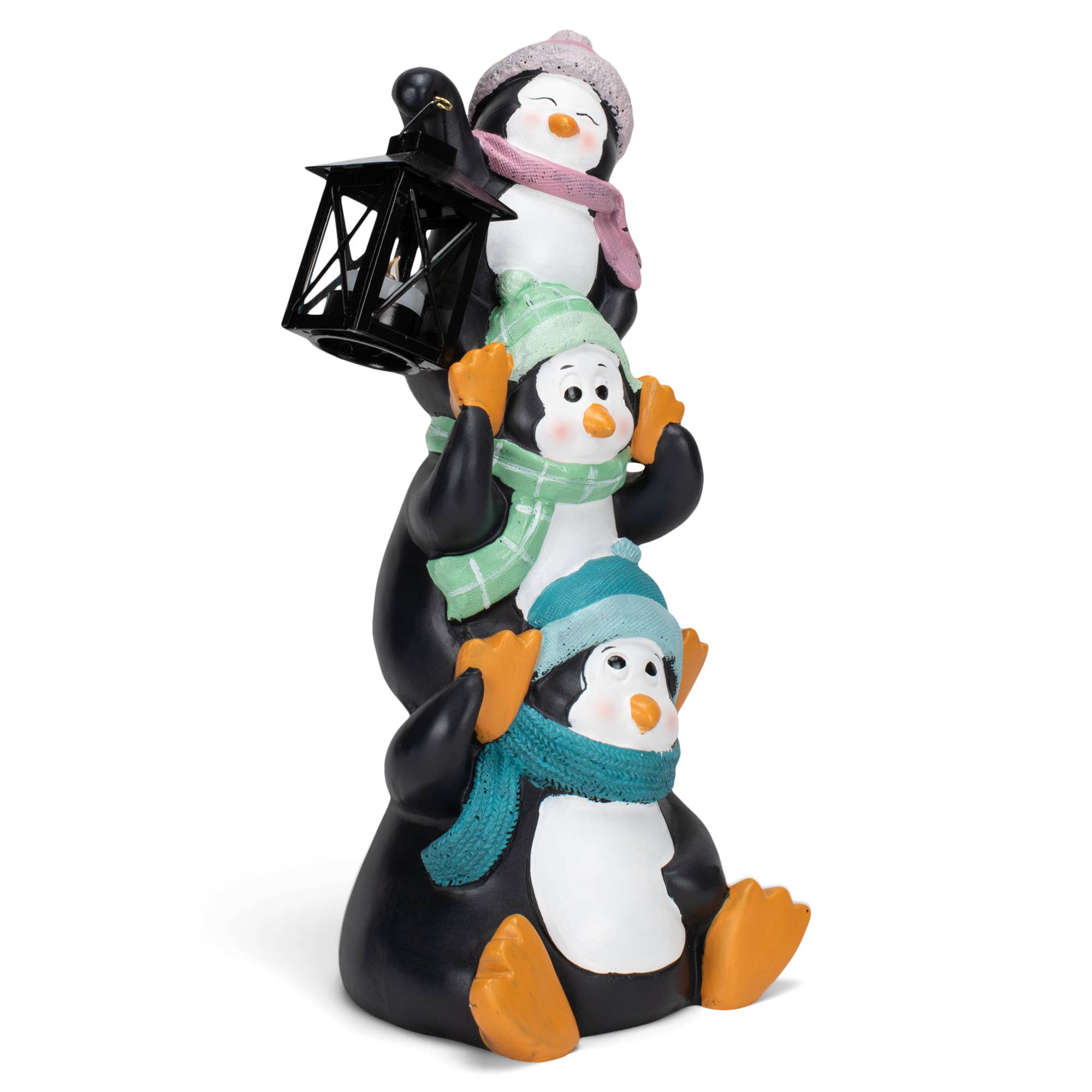 EAST AVENUE - Wholesale Outdoor Ornament/Decor - Penguin Pile-up 17 inch Resin LED Door Greeter Figurine3