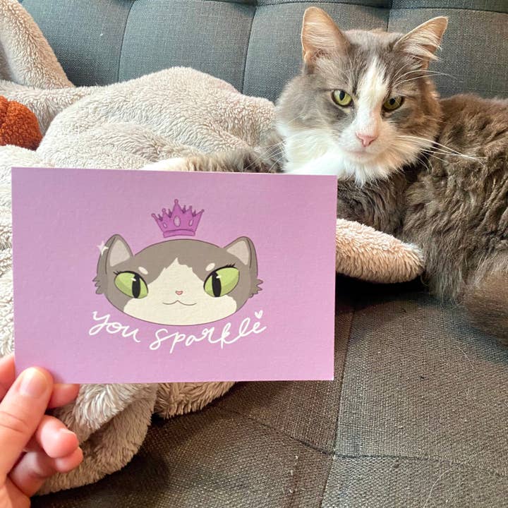 You Sparkle Pretty Kitty - Kawaii Cat postkort for engroshandel hos Katie Cat Created