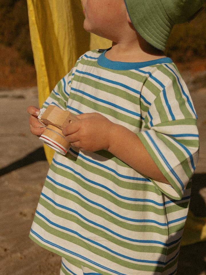 Toby Set in Blue Green Stripe for wholesale by Winnie + Crew