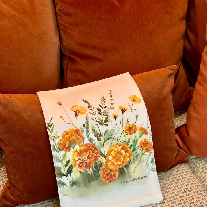 Brown Lillie – Großhandel Geschirrtücher – Orange Ringelblumen 28" Bestes Geschirrtuch | 100% ringgesponnene Baumwolle6