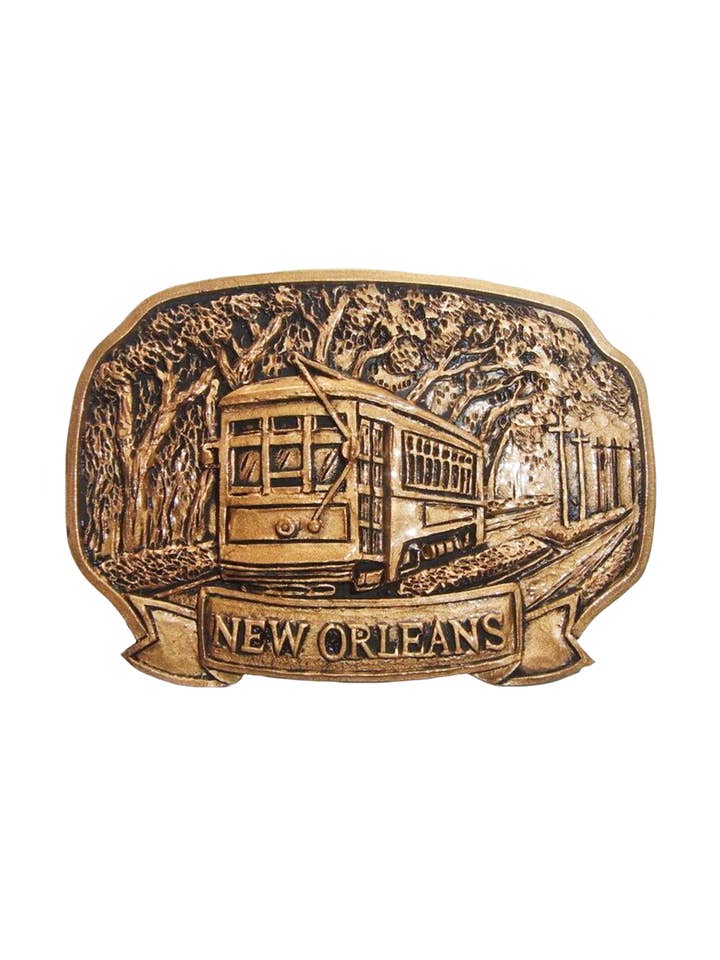Magnete da tram vintage in bronzo per la vendita all'ingrosso da parte di Mardi Gras Creations