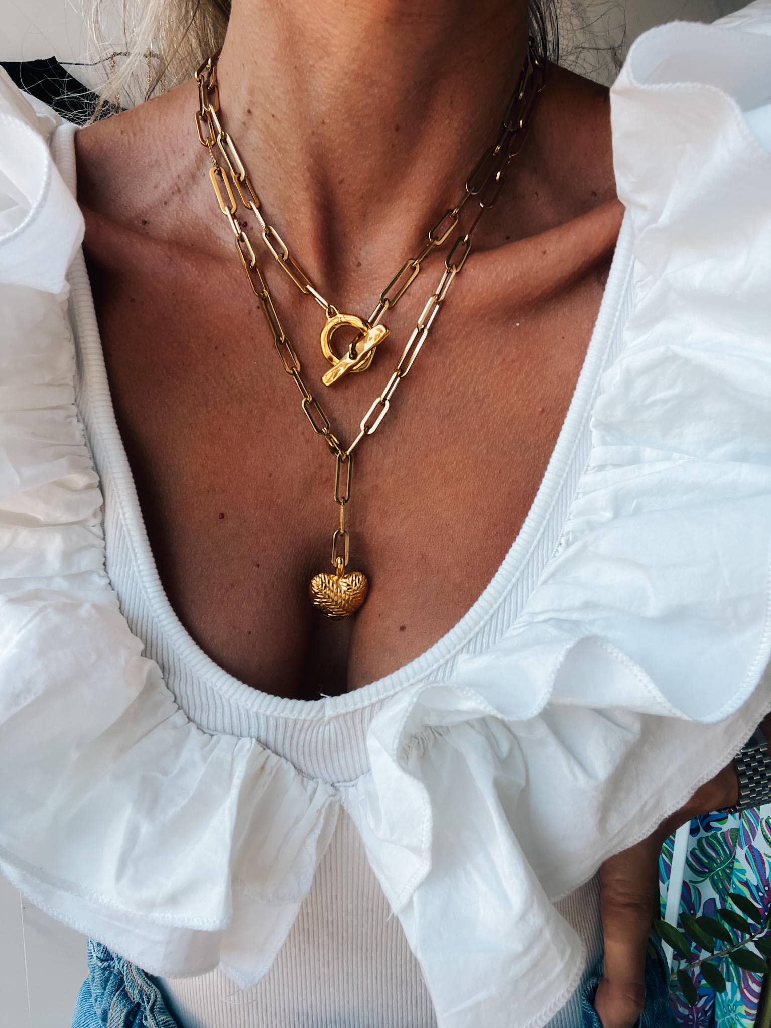 Goupi - Vendita all'ingrosso Collana con ciondolo/pendaglio - Catena a maglie in acciaio dorato con ciondolo a cuore placcato in oro1