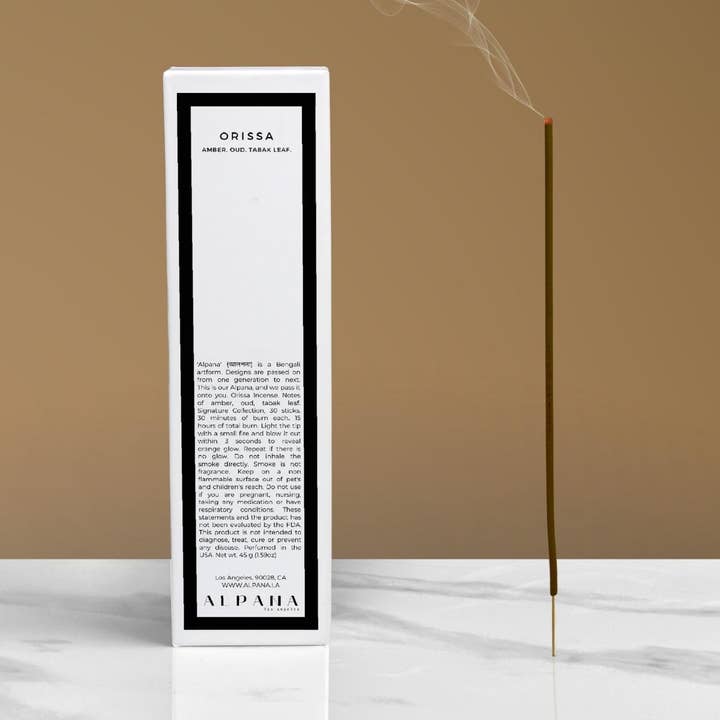 Tabac Amber Oud | Bâtonnets d'encens Orissa pour la vente par Alpana Los Angeles