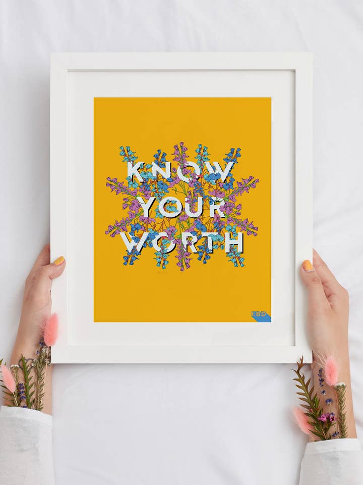 "Know Your Worth" Art Print for wholesale by Ella Bryden Design