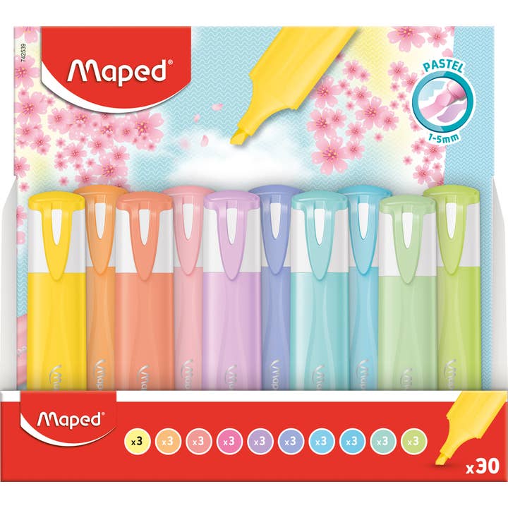 Maped Helix USA - Wholesale Highlighter - Fluo Peps Classic Pastel Highlighter Display x30